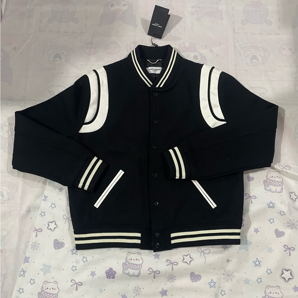 Saint Laurent Black & White Varsity Jacket